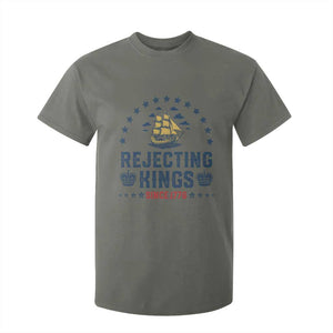 Rejecting Kings Since 1776 T Shirt For Kid Vintage Patriotic Ship No King In America TS02 Military Green Print Your Wear