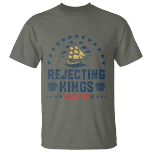 Rejecting Kings Since 1776 T Shirt Vintage Patriotic Ship No King In America TS02 Military Green Print Your Wear