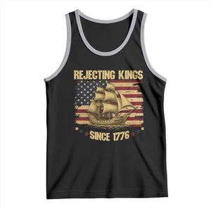 Rejecting Kings Since 1776 Tank Top Historic Ship Sailboat Distressed American Flag TS02 Black Athletic Heather Print Your Wear