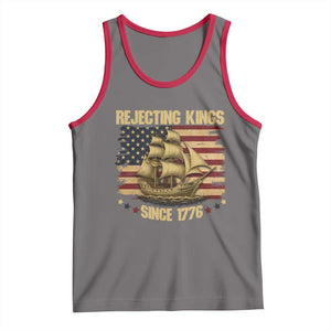 Rejecting Kings Since 1776 Tank Top Historic Ship Sailboat Distressed American Flag TS02 Deep Heather Red Print Your Wear