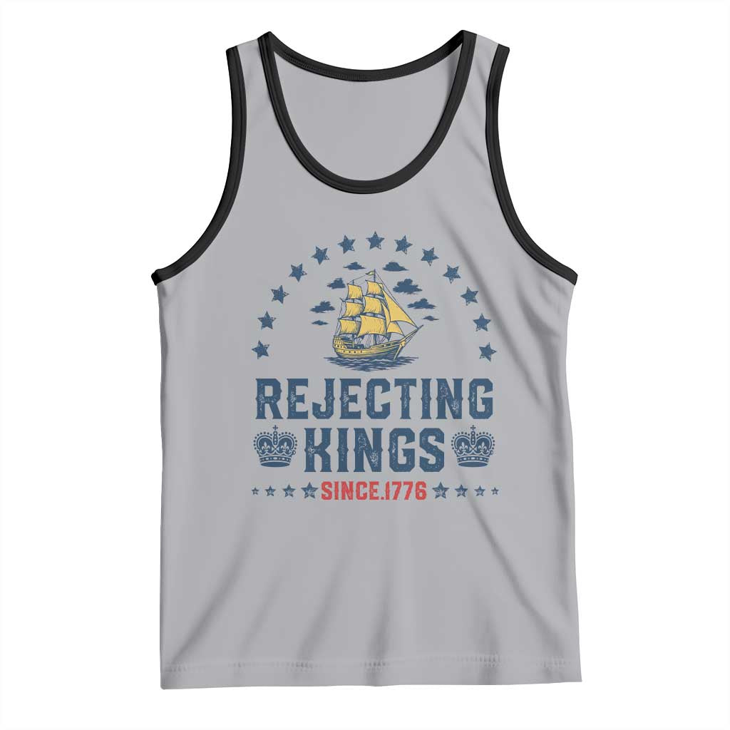 Rejecting Kings Since 1776 Tank Top Vintage Patriotic Ship No King In America TS02 Athletic Heather Black Print Your Wear