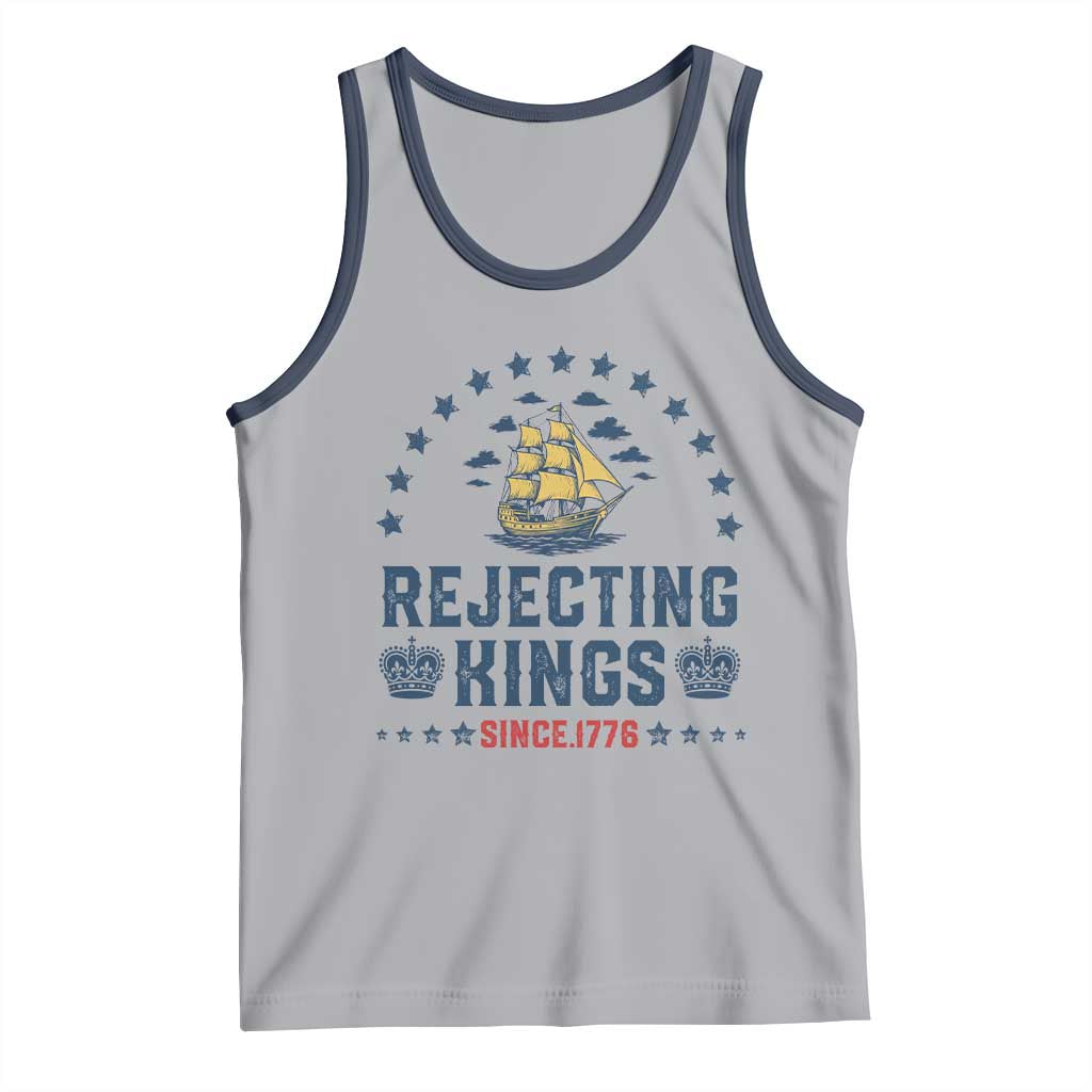 Rejecting Kings Since 1776 Tank Top Vintage Patriotic Ship No King In America TS02 Athletic Heather Navy Print Your Wear