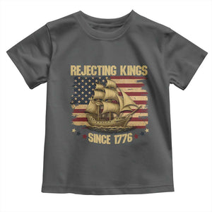 Rejecting Kings Since 1776 Toddler T Shirt Historic Ship Sailboat Distressed American Flag TS02 Dark Heather Print Your Wear