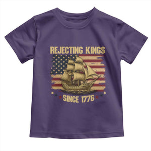 Rejecting Kings Since 1776 Toddler T Shirt Historic Ship Sailboat Distressed American Flag TS02 Purple Print Your Wear