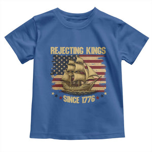 Rejecting Kings Since 1776 Toddler T Shirt Historic Ship Sailboat Distressed American Flag TS02 Royal Blue Print Your Wear