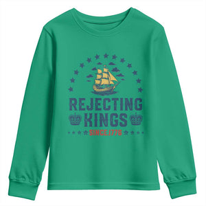 Rejecting Kings Since 1776 Youth Sweatshirt Vintage Patriotic Ship No King In America TS02 Irish Green Print Your Wear