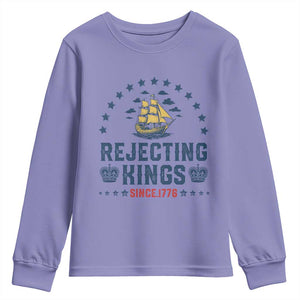Rejecting Kings Since 1776 Youth Sweatshirt Vintage Patriotic Ship No King In America TS02 Violet Print Your Wear