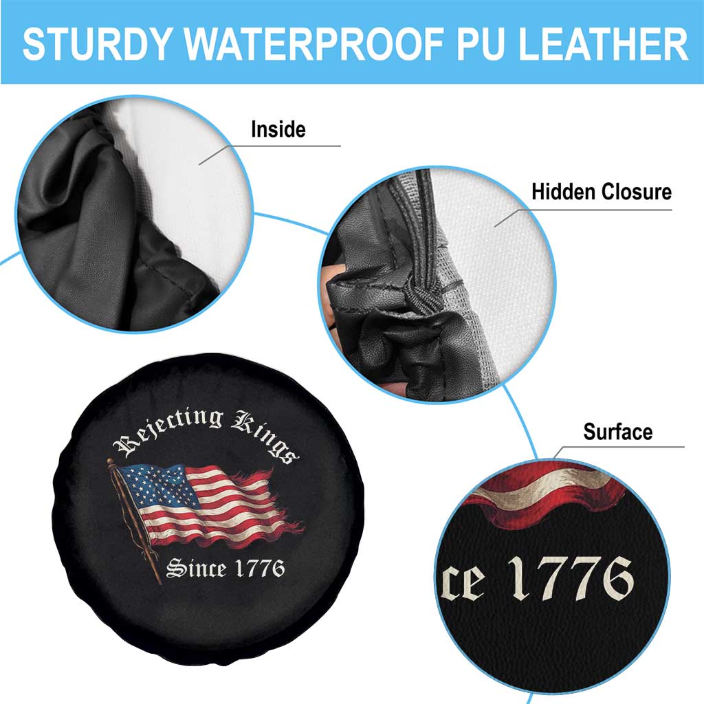 Rejecting Kings Spare Tire Cover Since 1776 No Kings In America Retro US Flag TS10 Print Your Wear