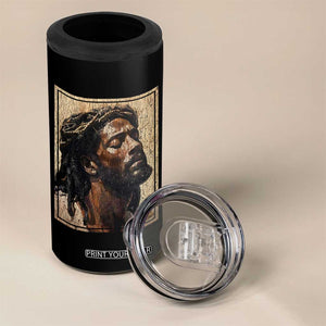Religious Black Jesus With Crown Of Thorns 4 in 1 Can Cooler Tumbler TS11 Print Your Wear