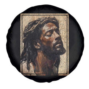 Religious Black Jesus With Crown Of Thorns Spare Tire Cover TS11 Print Your Wear