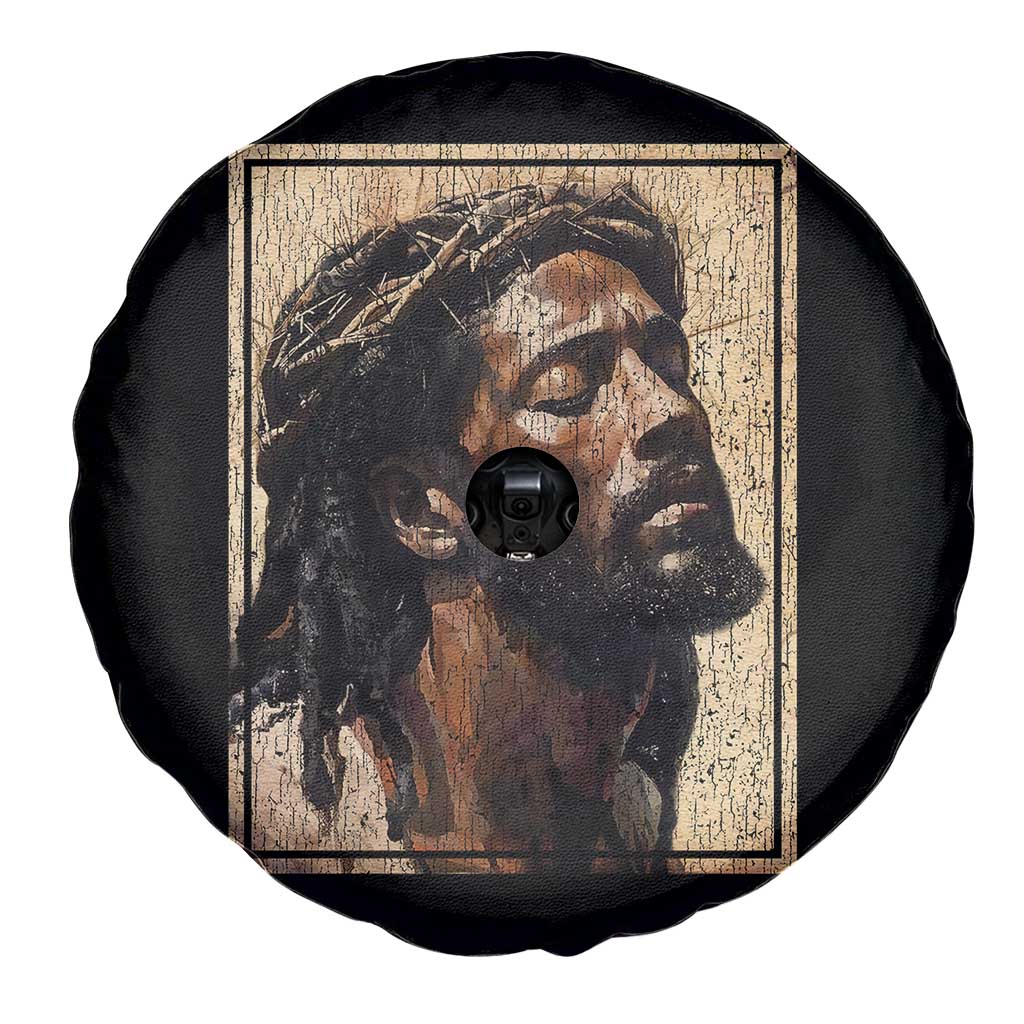 Religious Black Jesus With Crown Of Thorns Spare Tire Cover TS11 Print Your Wear