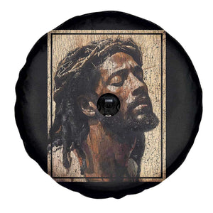 Religious Black Jesus With Crown Of Thorns Spare Tire Cover TS11 Print Your Wear