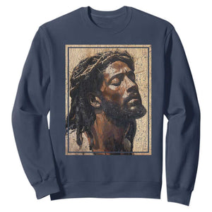 Religious Black Jesus With Crown Of Thorns Sweatshirt TS11 Navy Print Your Wear