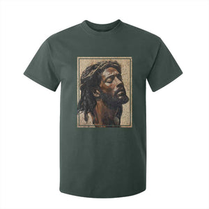 Religious Black Jesus With Crown Of Thorns T Shirt For Kid TS11 Dark Forest Green Print Your Wear