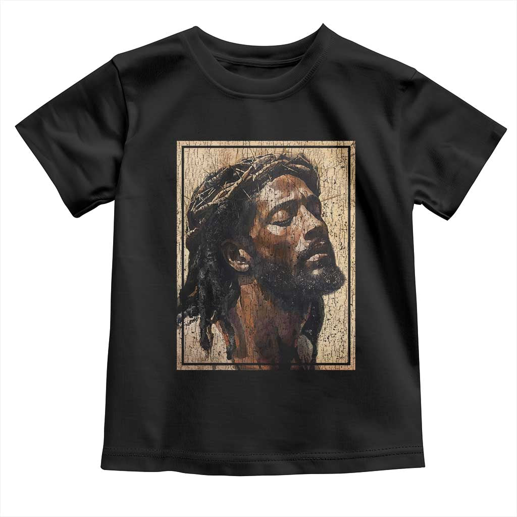 Religious Black Jesus With Crown Of Thorns Toddler T Shirt TS11 Black Print Your Wear