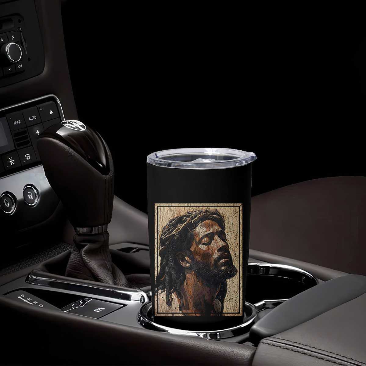Religious Black Jesus With Crown Of Thorns Tumbler Cup TS11 Print Your Wear