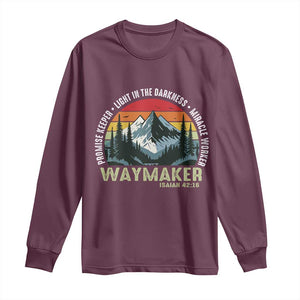 Religious Christian Waymaker Long Sleeve Shirt Promise Keeper Light In The Darkness Miracle Worker TS11 Maroon Print Your Wear