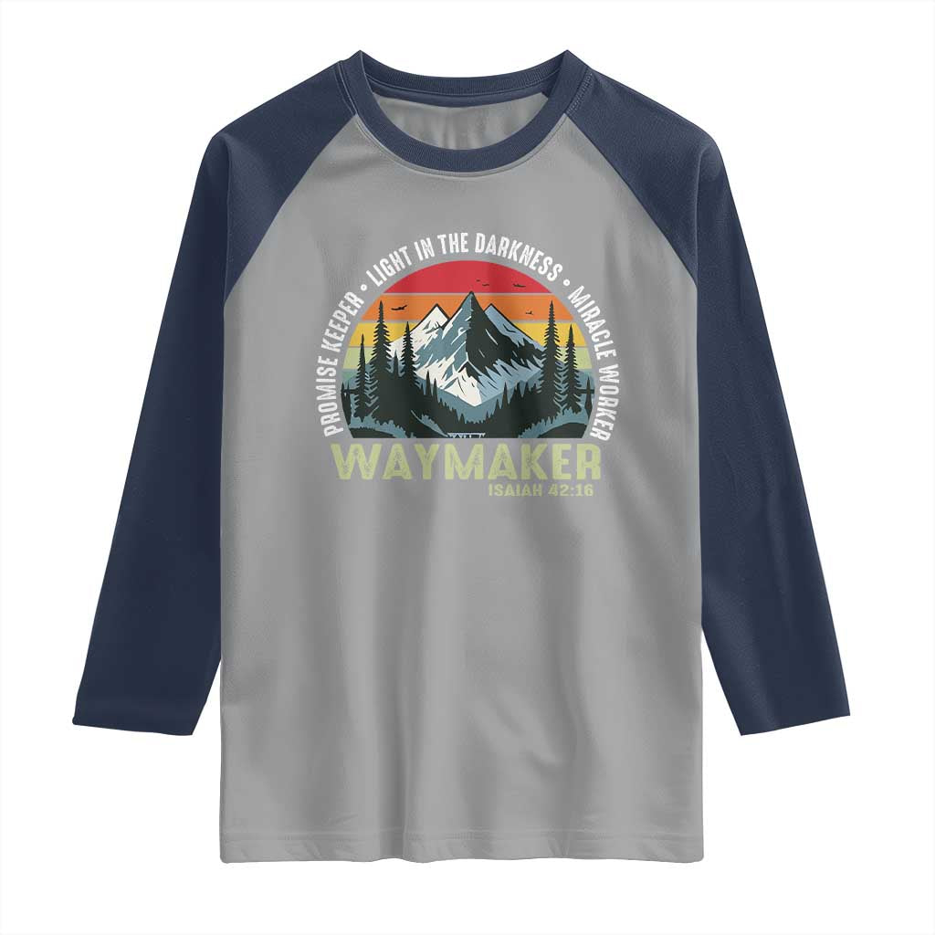 Religious Christian Waymaker Raglan Shirt Promise Keeper Light In The Darkness Miracle Worker TS11 Sport Gray Navy Print Your Wear