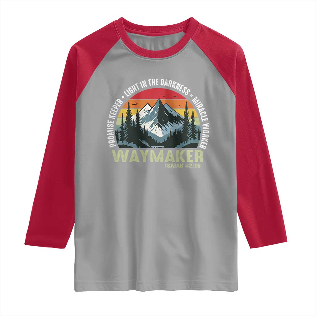 Religious Christian Waymaker Raglan Shirt Promise Keeper Light In The Darkness Miracle Worker TS11 Sport Gray Red Print Your Wear