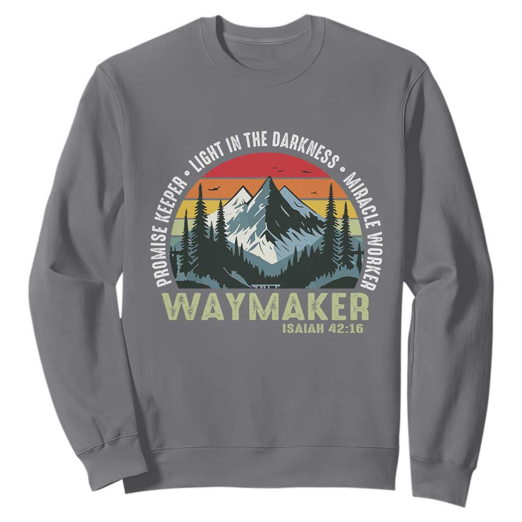 Religious Christian Waymaker Sweatshirt Promise Keeper Light In The Darkness Miracle Worker TS11 Charcoal Print Your Wear