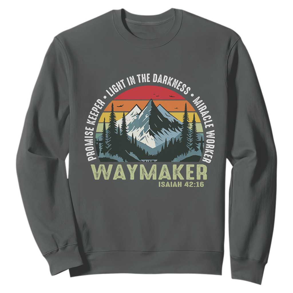 Religious Christian Waymaker Sweatshirt Promise Keeper Light In The Darkness Miracle Worker TS11 Dark Heather Print Your Wear