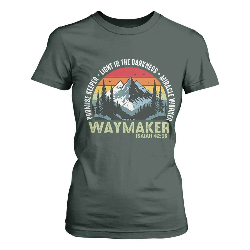 Religious Christian Waymaker T Shirt For Women Promise Keeper Light In The Darkness Miracle Worker TS11 Dark Forest Green Print Your Wear