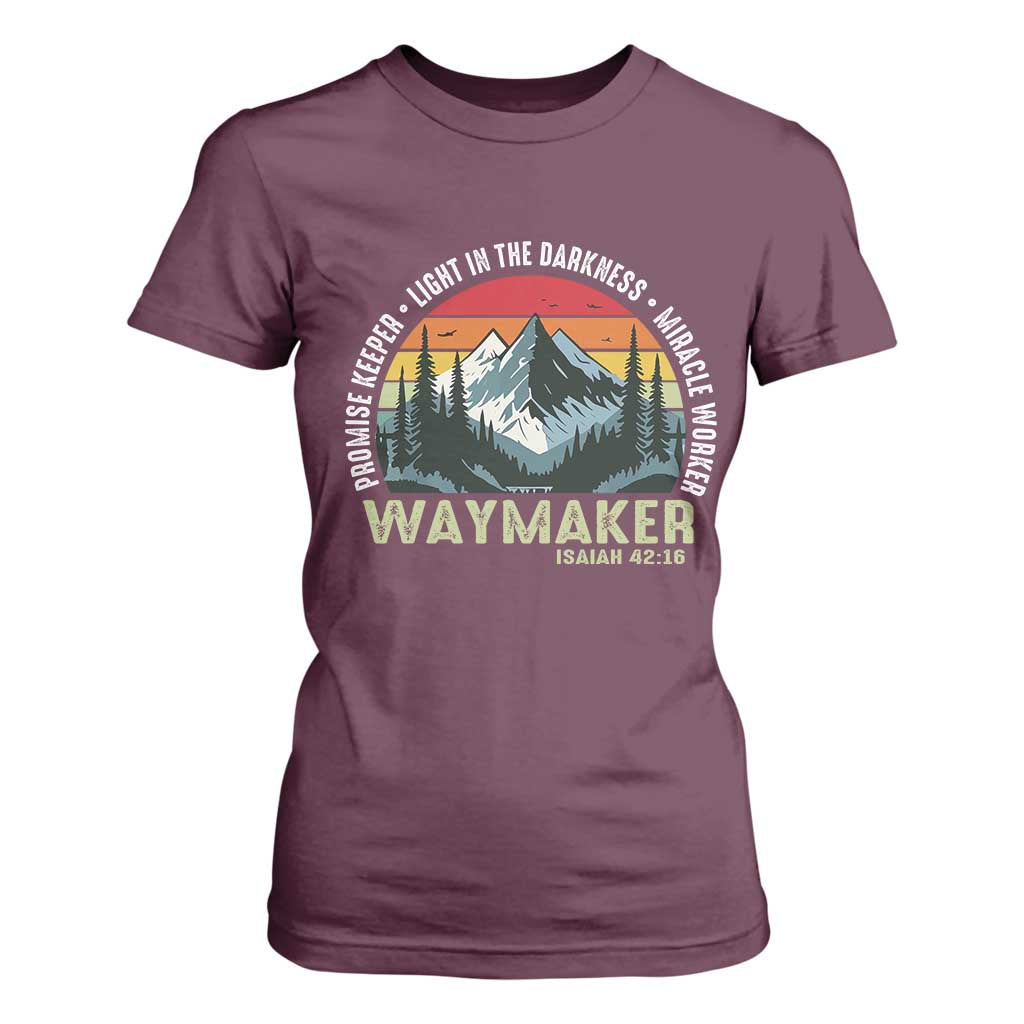 Religious Christian Waymaker T Shirt For Women Promise Keeper Light In The Darkness Miracle Worker TS11 Maroon Print Your Wear