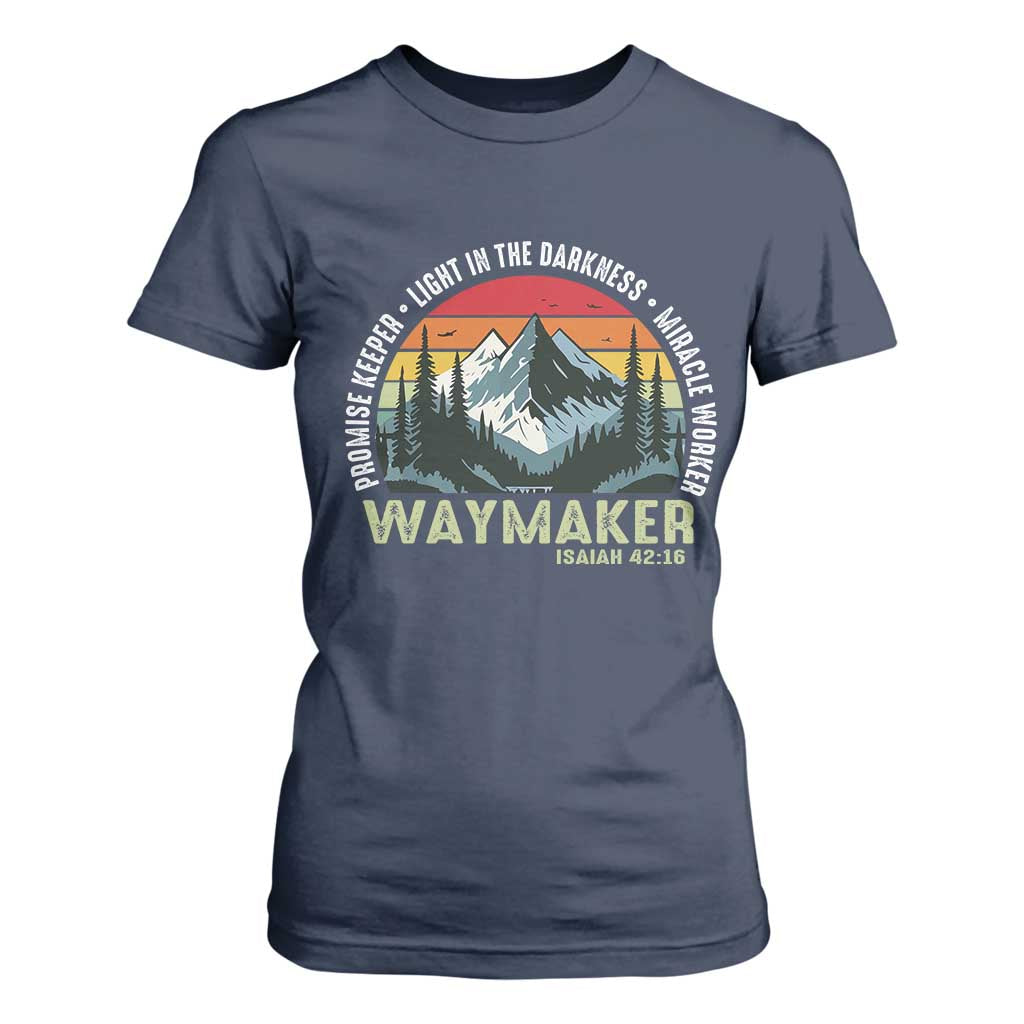 Religious Christian Waymaker T Shirt For Women Promise Keeper Light In The Darkness Miracle Worker TS11 Navy Print Your Wear