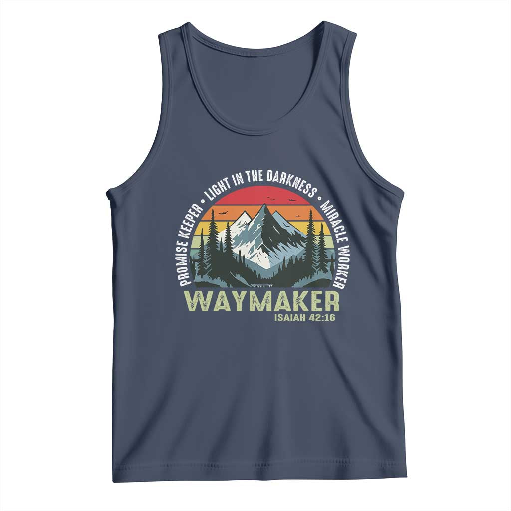 Religious Christian Waymaker Tank Top Promise Keeper Light In The Darkness Miracle Worker TS11 Navy Print Your Wear