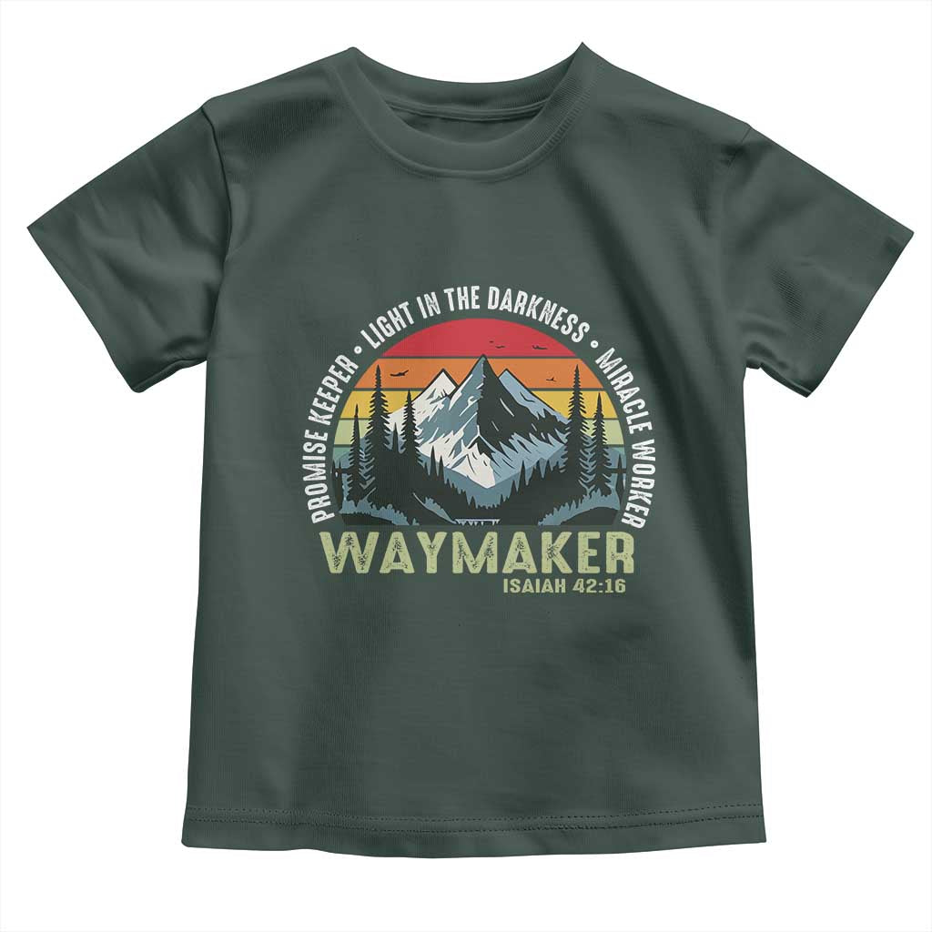 Religious Christian Waymaker Toddler T Shirt Promise Keeper Light In The Darkness Miracle Worker TS11 Dark Forest Green Print Your Wear