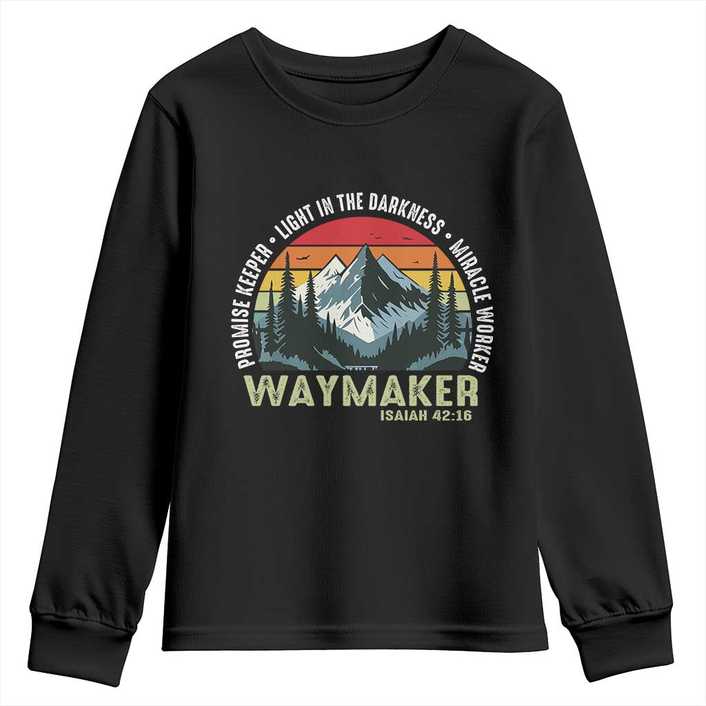 Religious Christian Waymaker Youth Sweatshirt Promise Keeper Light In The Darkness Miracle Worker TS11 Black Print Your Wear