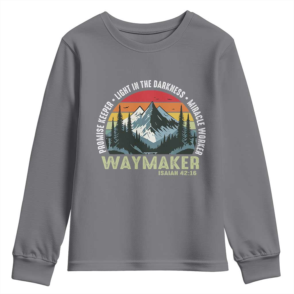 Religious Christian Waymaker Youth Sweatshirt Promise Keeper Light In The Darkness Miracle Worker TS11 Charcoal Print Your Wear