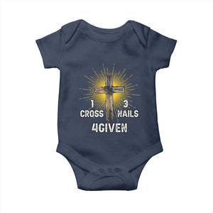 Religious Easter Baby Onesie 1 Cross 3 Nails Forgiven Christian Cross Jesus TS02 Navy Print Your Wear