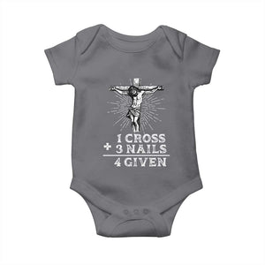 Religious Easter Baby Onesie 1 Cross 3 Nails Forgiven Jesus Christian Faith TS02 Charcoal Print Your Wear