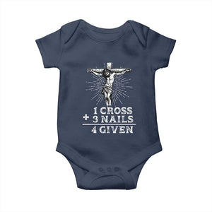 Religious Easter Baby Onesie 1 Cross 3 Nails Forgiven Jesus Christian Faith TS02 Navy Print Your Wear