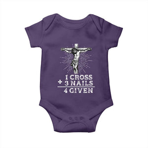 Religious Easter Baby Onesie 1 Cross 3 Nails Forgiven Jesus Christian Faith TS02 Purple Print Your Wear