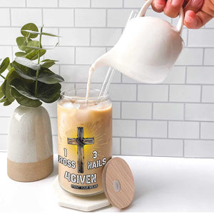 Religious Easter Glass Can 1 Cross 3 Nails Forgiven Christian Cross Jesus TS02 Print Your Wear