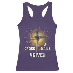 Religious Easter Racerback Tank Top 1 Cross 3 Nails Forgiven Christian Cross Jesus TS02 Purple Print Your Wear