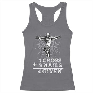 Religious Easter Racerback Tank Top 1 Cross 3 Nails Forgiven Jesus Christian Faith TS02 Charcoal Print Your Wear