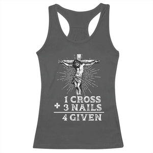 Religious Easter Racerback Tank Top 1 Cross 3 Nails Forgiven Jesus Christian Faith TS02 Dark Heather Print Your Wear
