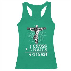 Religious Easter Racerback Tank Top 1 Cross 3 Nails Forgiven Jesus Christian Faith TS02 Irish Green Print Your Wear
