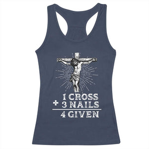 Religious Easter Racerback Tank Top 1 Cross 3 Nails Forgiven Jesus Christian Faith TS02 Navy Print Your Wear