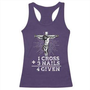 Religious Easter Racerback Tank Top 1 Cross 3 Nails Forgiven Jesus Christian Faith TS02 Purple Print Your Wear