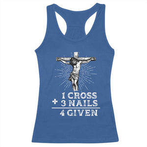 Religious Easter Racerback Tank Top 1 Cross 3 Nails Forgiven Jesus Christian Faith TS02 Royal Blue Print Your Wear