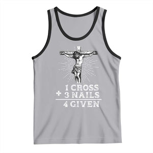Religious Easter Tank Top 1 Cross 3 Nails Forgiven Jesus Christian Faith TS02 Athletic Heather Black Print Your Wear