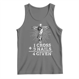 Religious Easter Tank Top 1 Cross 3 Nails Forgiven Jesus Christian Faith TS02 Black Heather Print Your Wear