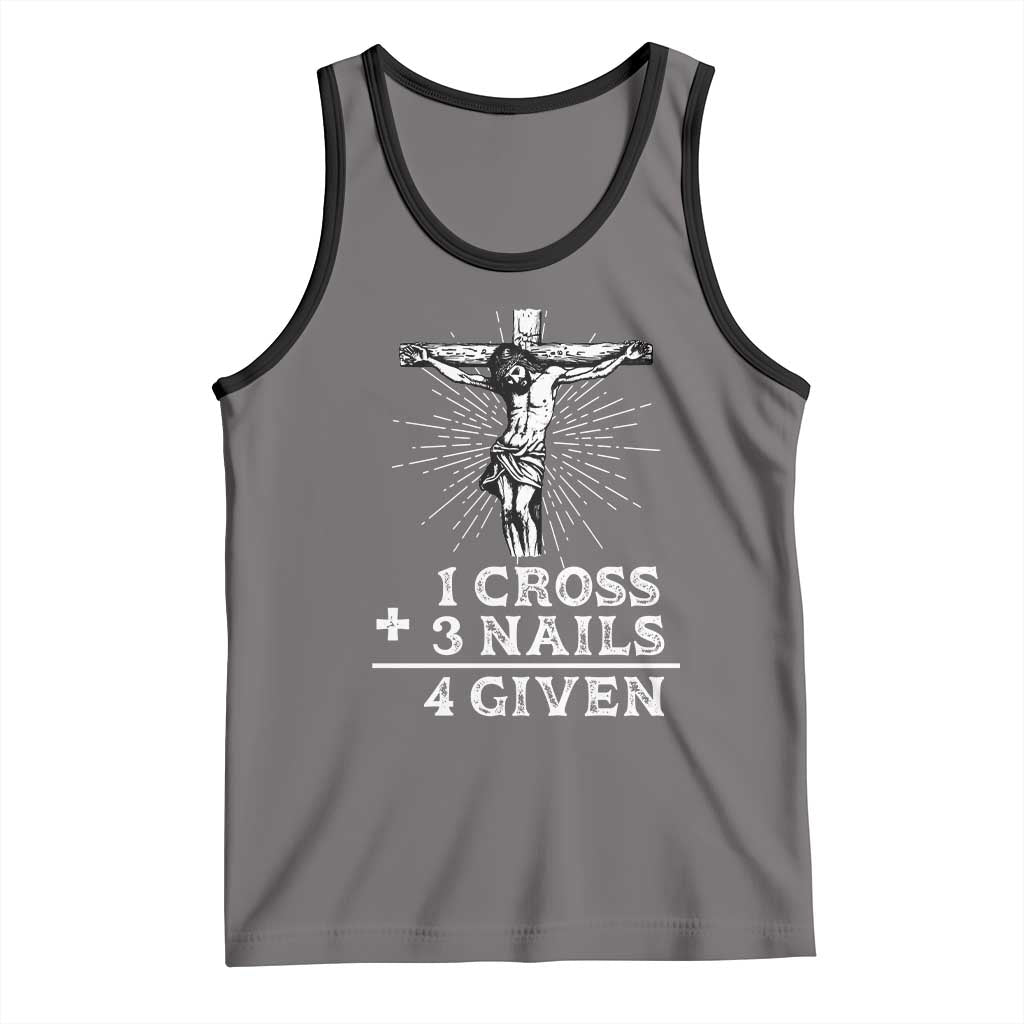 Religious Easter Tank Top 1 Cross 3 Nails Forgiven Jesus Christian Faith TS02 Deep Heather Black Print Your Wear
