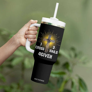 Religious Easter Tumbler With Handle 1 Cross 3 Nails Forgiven Christian Cross Jesus TS02 Print Your Wear
