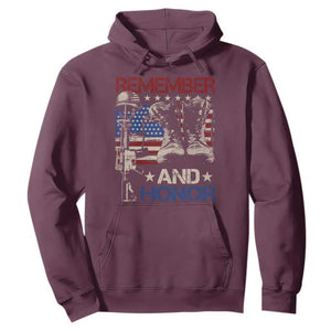 Remember And Honor Hoodie Memorial Day Veteran Boots American Flag TS11 Maroon Print Your Wear