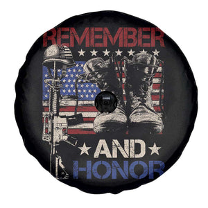 Remember And Honor Spare Tire Cover Memorial Day Veteran Boots American Flag TS11 Print Your Wear